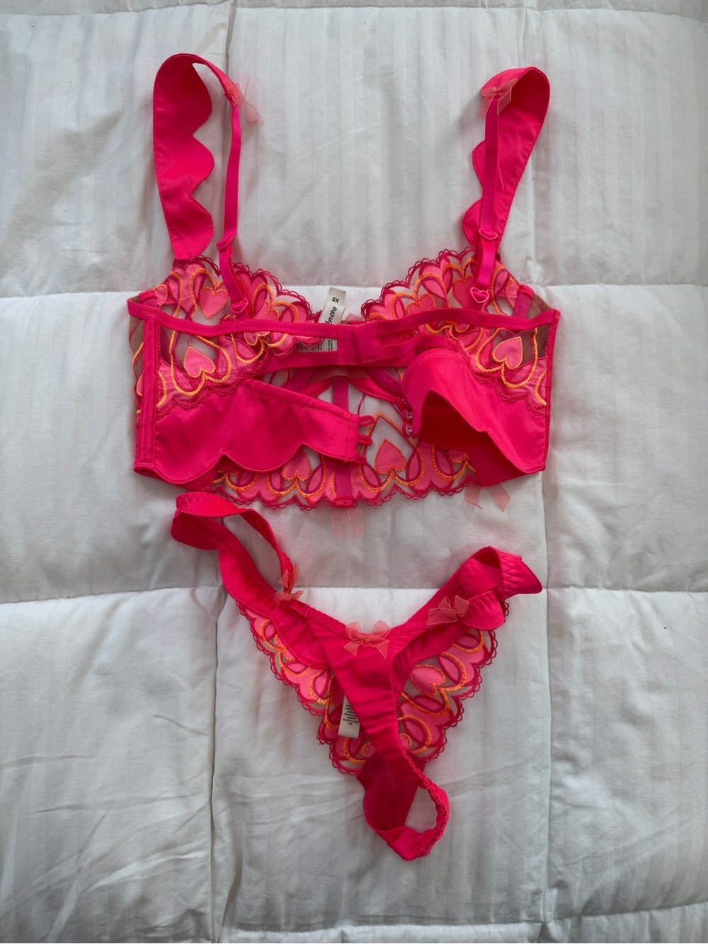 For Love & Lemons Graphic Hearts Lingerie Set XS - Picture 3 of 8